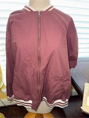 torrid Maroon Bomber Jacket with White Striped Trim